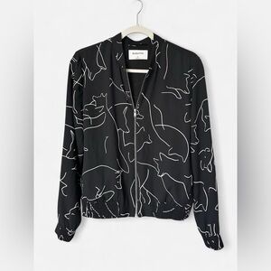 Aritzia Babaton Women's Black Fox
Print Full Zip Bomber Jacket Black Size Medium